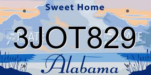 3JOT829 Alabama License Plate