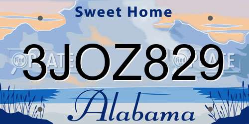 3JOZ829 Alabama License Plate