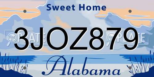 3JOZ879 Alabama License Plate