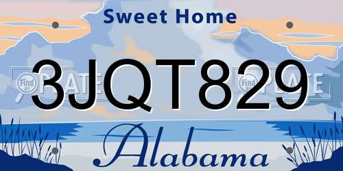 3JQT829 Alabama License Plate