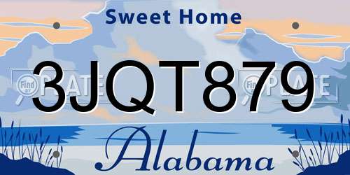 3JQT879 Alabama License Plate