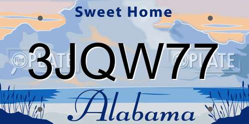 3JQW77 Alabama License Plate