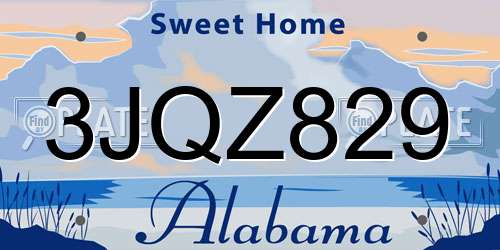 3JQZ829 Alabama License Plate