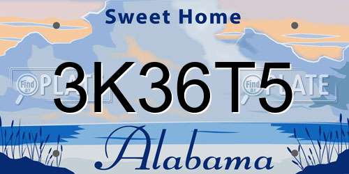 3K36T5 Alabama License Plate