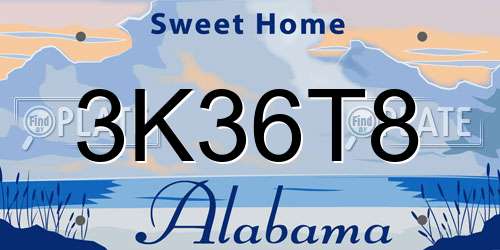 3K36T8 Alabama License Plate