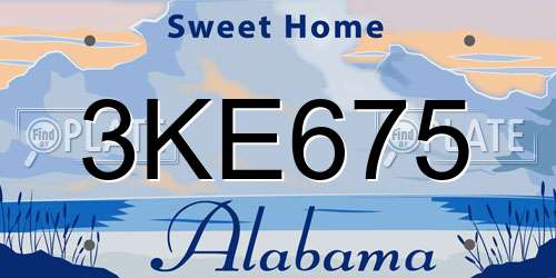 3KE675 Alabama License Plate