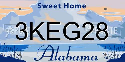 3KEG28 Alabama License Plate