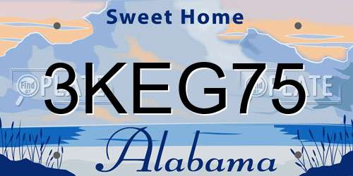 3KEG75 Alabama License Plate