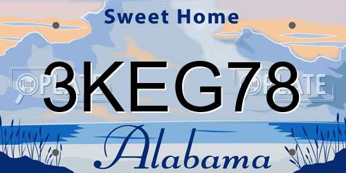 3KEG78 Alabama License Plate