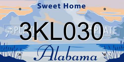 3KL030 Alabama License Plate