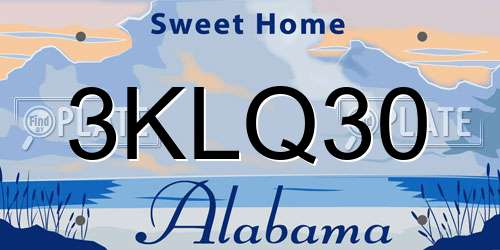 3KLQ30 Alabama License Plate