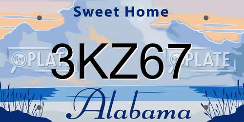 3KZ67 Alabama License Plate