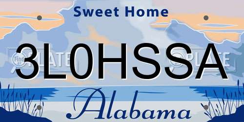 3L0HSSA Alabama License Plate