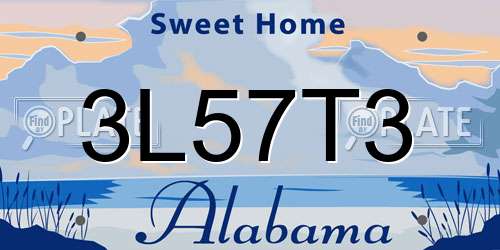 3L57T3 Alabama License Plate