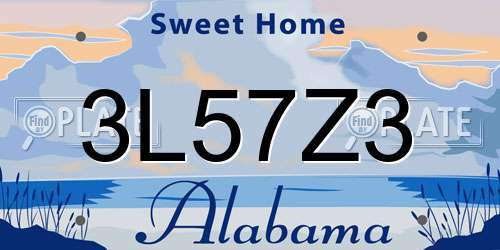 3L57Z3 Alabama License Plate