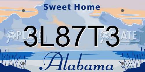 3L87T3 Alabama License Plate