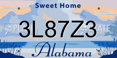 3L87Z3 Alabama License Plate