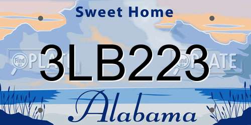 3LB223 Alabama License Plate