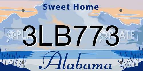 3LB773 Alabama License Plate