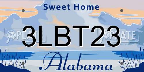 3LBT23 Alabama License Plate