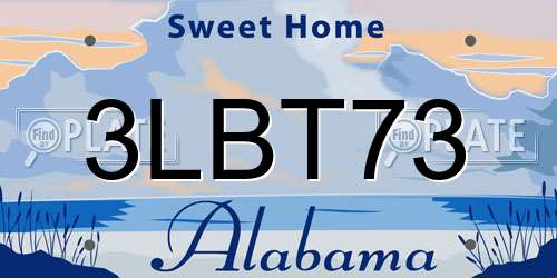 3LBT73 Alabama License Plate