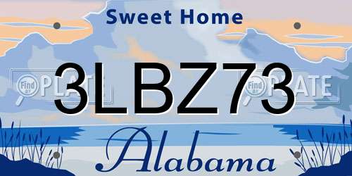3LBZ73 Alabama License Plate