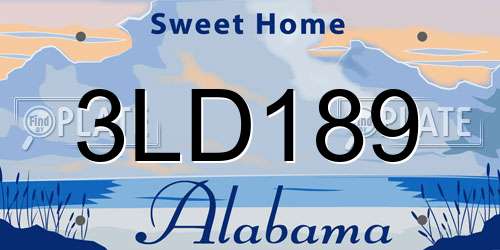 3LD189 Alabama License Plate