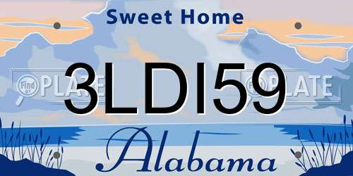 3LDI59 Alabama License Plate