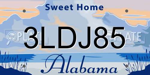 3LDJ85 Alabama License Plate
