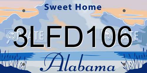 3LFD106 Alabama License Plate