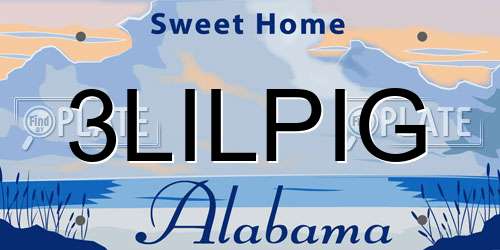 3LILPIG Alabama License Plate