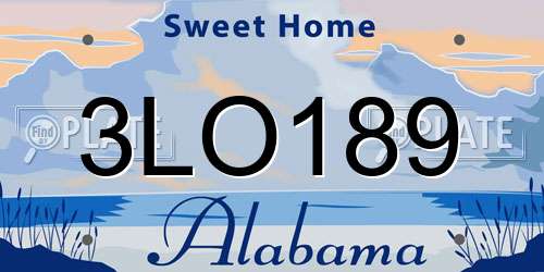 3LO189 Alabama License Plate