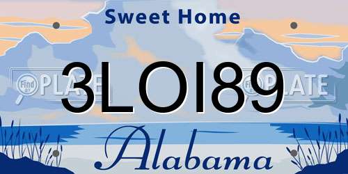 3LOI89 Alabama License Plate