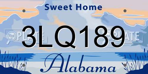 3LQ189 Alabama License Plate