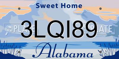 3LQI89 Alabama License Plate