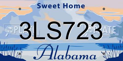 3LS723 Alabama License Plate