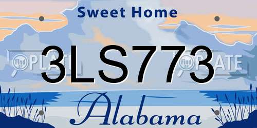 3LS773 Alabama License Plate