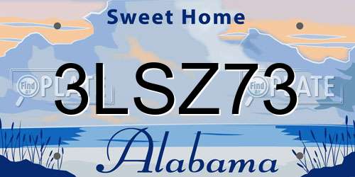 3LSZ73 Alabama License Plate