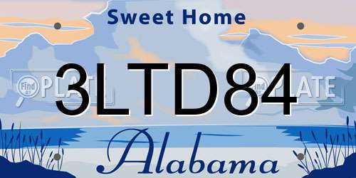 3LTD84 Alabama License Plate