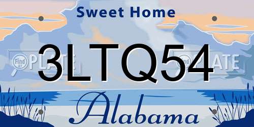 3LTQ54 Alabama License Plate