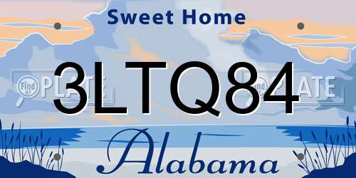 3LTQ84 Alabama License Plate