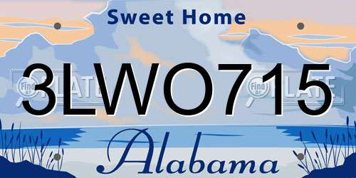 3LWO715 Alabama License Plate