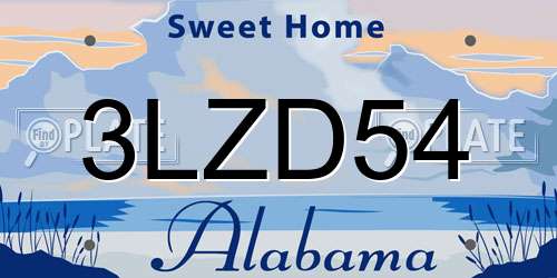 3LZD54 Alabama License Plate
