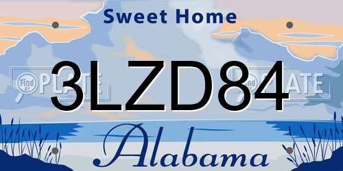 3LZD84 Alabama License Plate