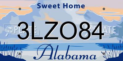 3LZO84 Alabama License Plate
