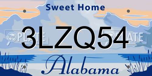 3LZQ54 Alabama License Plate