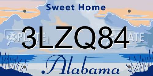 3LZQ84 Alabama License Plate