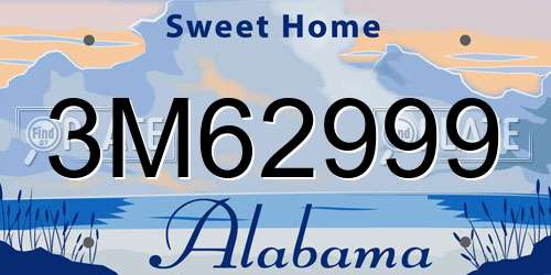 3M62999 Alabama License Plate