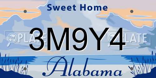 3M9Y4 Alabama License Plate