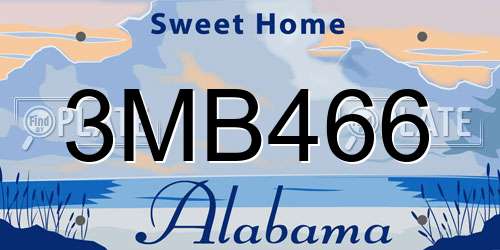 3MB466 Alabama License Plate